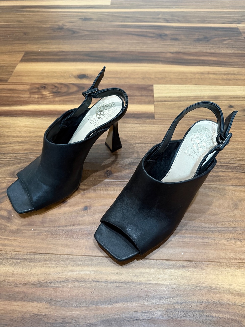 Vince Camuto Black Open-Toe Slingback Heeled Mules - Women - Picture 2 of 4